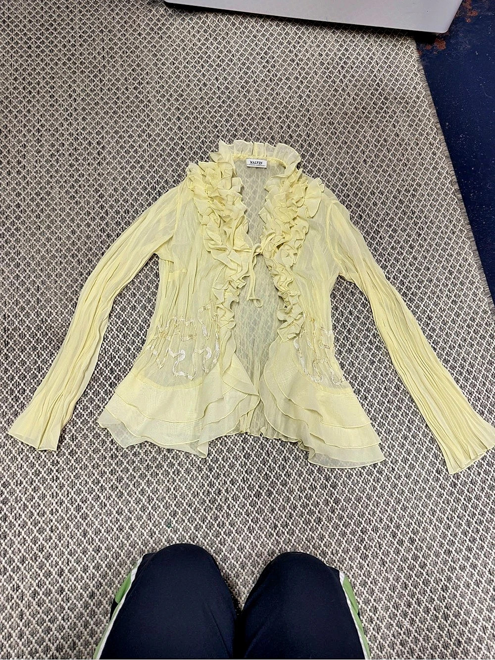European brand Ruffle Blouse in Yellow Size 36 Like New
